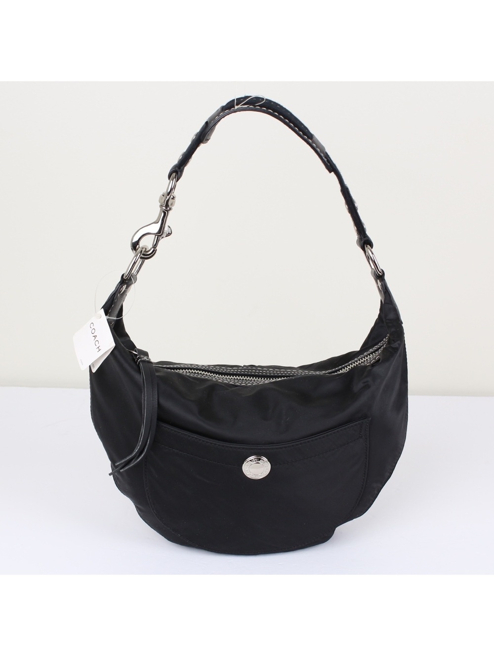 NWT Vintage Y2K COACH 1891 Hamptons Black Nylon Leather Hobo Shoulder Bag